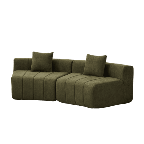 FENGFAN Chenille Curved Modular Sectional Sofa Piano Key Seat Design Symmetrical Semi Circular Couch with Throw Pillows No Assembly Required