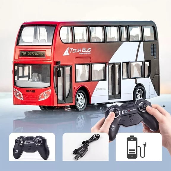 Remote Control Bus, Wireless Remote Car, Simulation Design Toy Vehicle with Light, Durable Plastic Construction for Indoor Outdoor Play and Recreational Activities