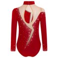 thumbnail image 4 of Xnihocha Kids Girls Shiny Rhinestone Dance Bodysuit Gymnastic Leotard Tank Ballet Unitard Activewear Burgundy 10, 4 of 7