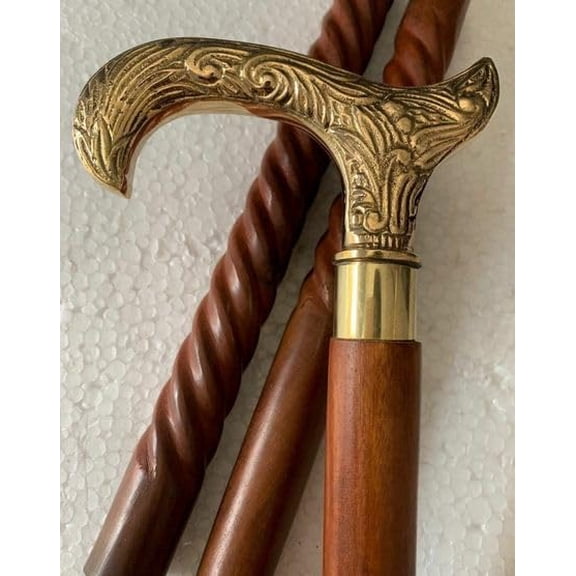 Brass Victorian Designer Handle Walking Cane