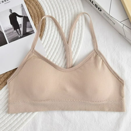 

QWZNDZG Seamless Bra Women Underwear Wireless Brassiere Sports Cropped Top Y-Shaped Back Lingerie Female Comfy Removable Pad Bralette