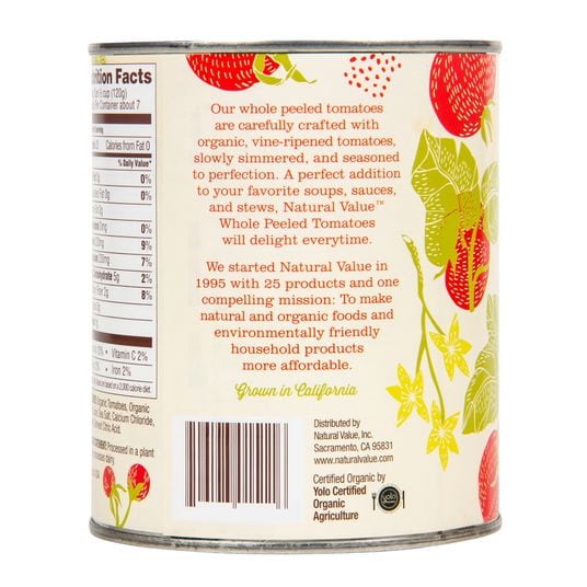 Natural Value Tomatoes, Whole Peeled, Organic-28 oz
