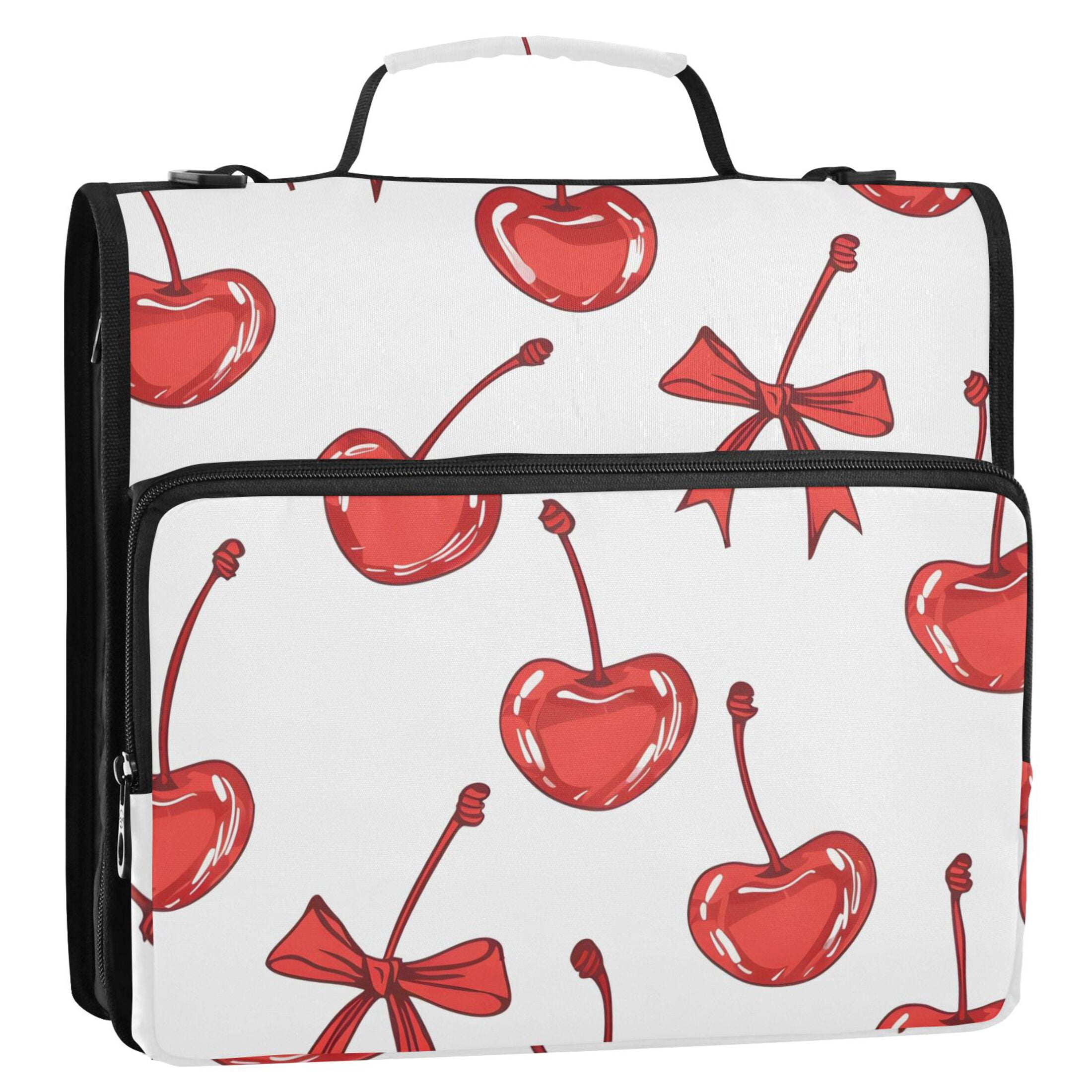 ALAZA Zipper Binder Cherry and Bows 3 Ring Trapper Keeper File Folder Organizer Bag