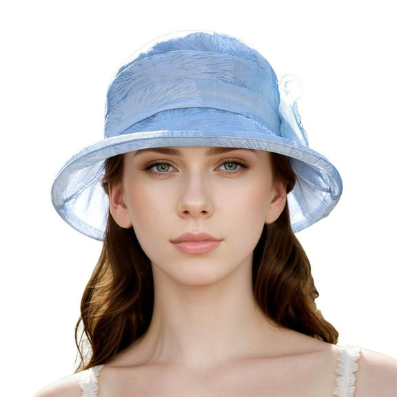 MIASHUI Elegant Women's Summer Beret Sun Hat for Outdoor Wedding Tea Party and Casual Occasions Blue,M