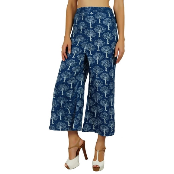 Bimba Womens Palazzo Pants Back-Elastic-Waist Hand-Blocked Designer Pajamas