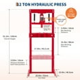 thumbnail image 3 of AOILE Hydraulic Press 12/6 Ton H-Frame Garage Floor Shop Press with Plates & Adjustable Table Height, Heavy Duty Steel Press for Bending, Straightening, and Installing Bearings – Red, 3 of 6