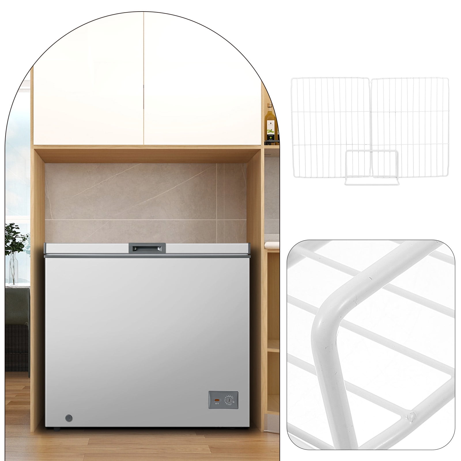 ETHZZLE Freezer Iron Mesh Shelf Divider White Adjustable Wire Partition for Easy Food Organization