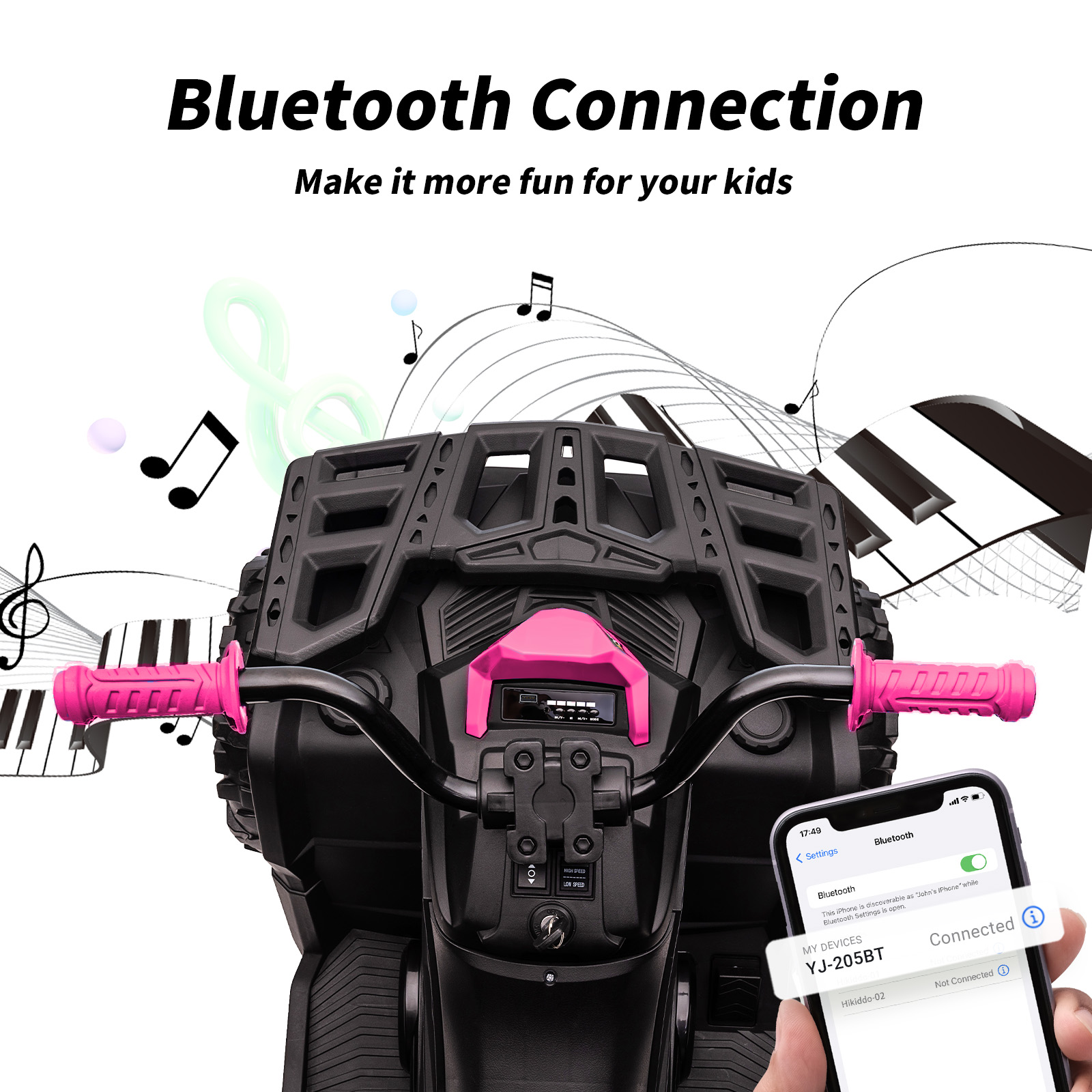 Hikiddo Kids ATV 4-Wheeler, 24 Volt 4WD Ride On Toys for Big Kids w/ 2 Seater, 4x200W Motor, 5.6Mph Max Speed - Rose Pink