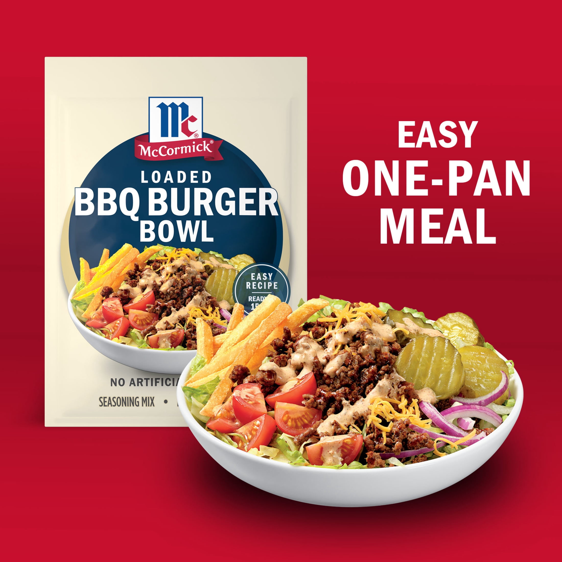 (12 pack) McCormick Loaded BBQ Burger Bowl Seasoning Mix, 1.25 oz Packet