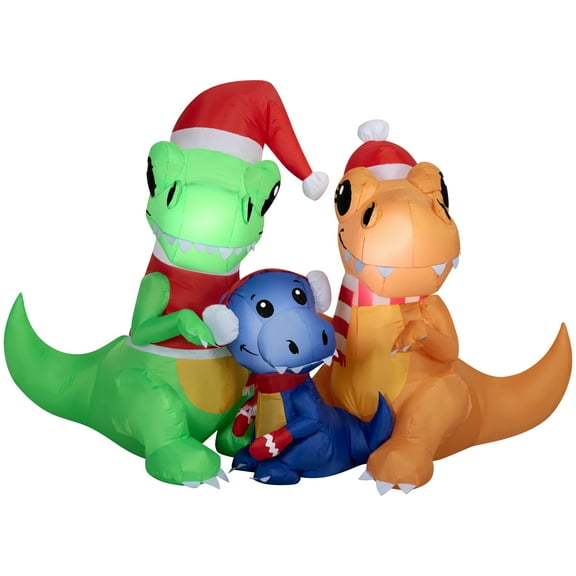 3.8 ft T-Rex Family Christmas Airblown Yard Inflatable, Multicolor, by Holiday Time