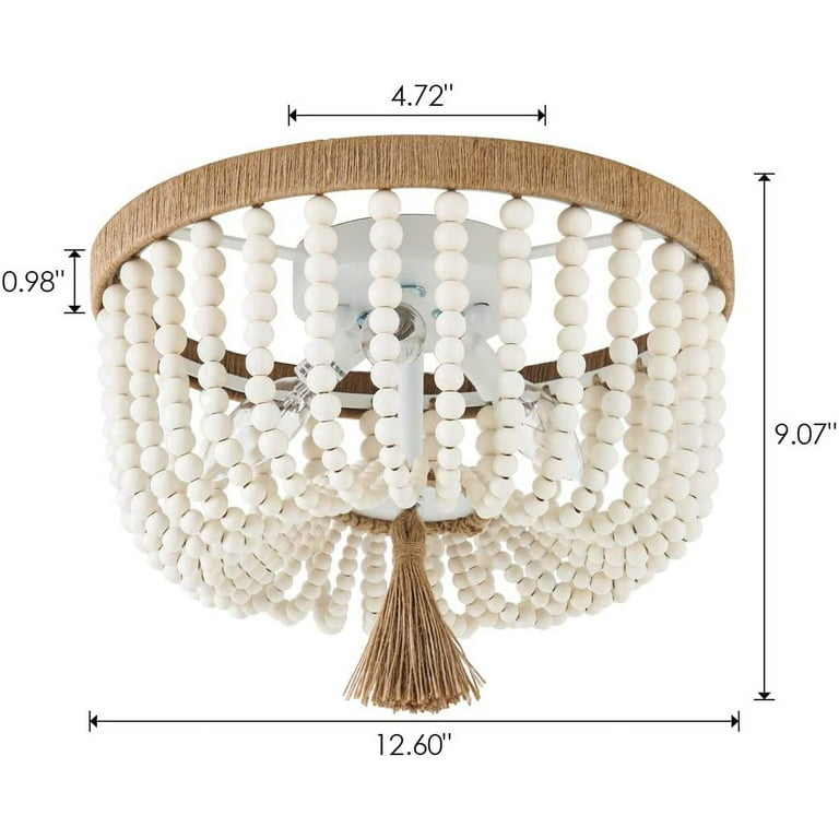White beaded sale flush mount light