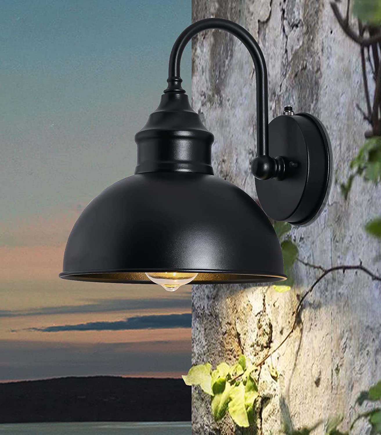 Outdoor Gooseneck Light Fixture for House, Exterior Barn Light with