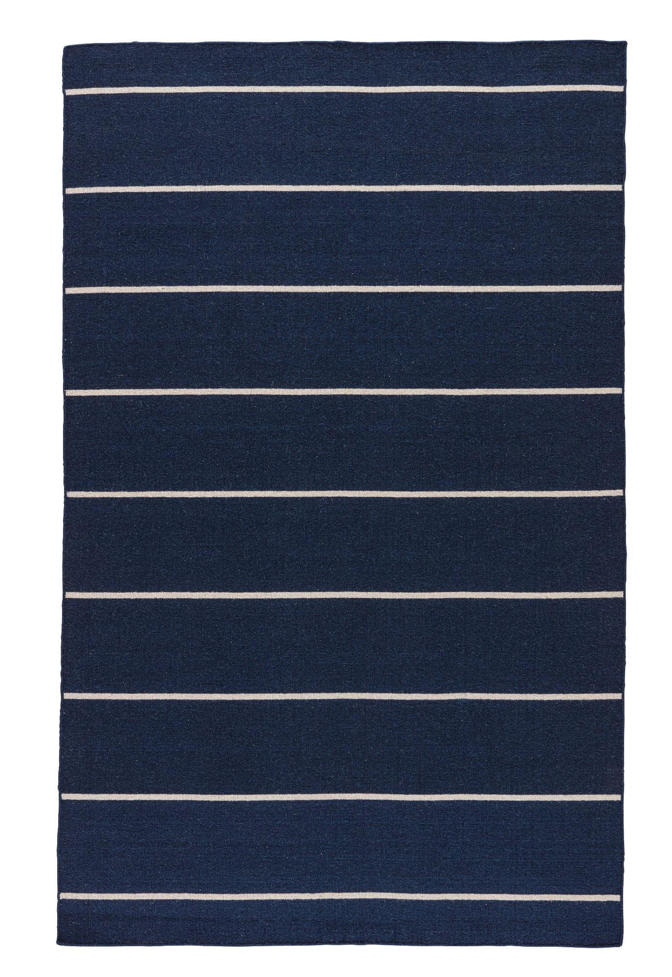 12' x 15' Navy Blue and White Striped Flat Weave Rectangular Area Throw Rug
