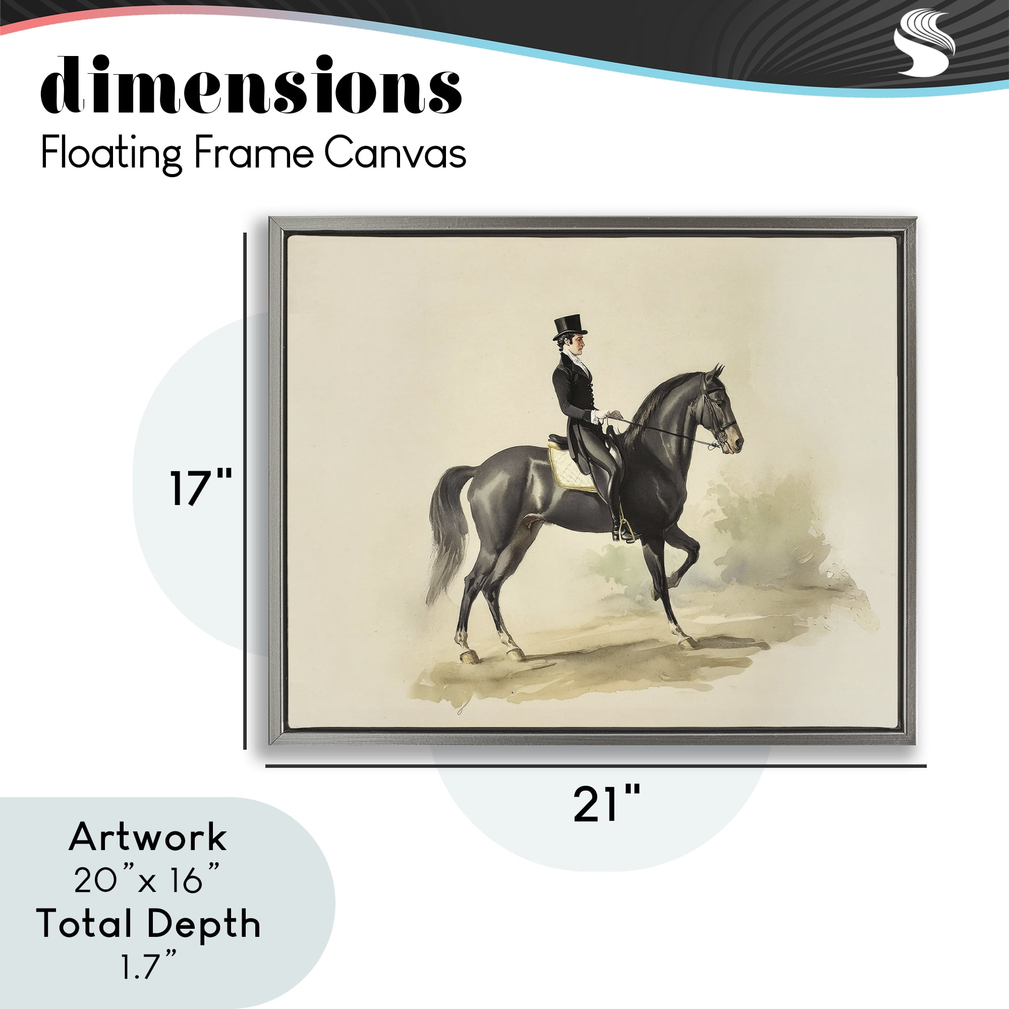 Stupell Industries Gentleman On A Horse Gray Framed Floater Canvas Wall Art, design by Sisi and Seb