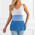 thumbnail image 4 of DHFJKG Tank Tops For Women Crochet Sleeveless V Neck Tassels Hem Boho Beach Outfit Casual Summer Vacation Clothes Color Block Versatile Top, 4 of 4