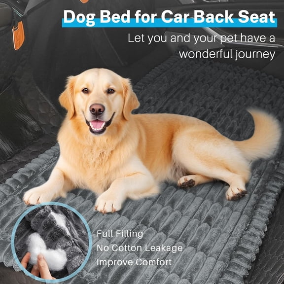 Topchances Dog Car Seat Cover for Back Seat, Non-Slip Pet Seat Cover for Cars, Trucks & SUVs, Durable Corduroy Car Seat Cover Protector (Dark Gray)