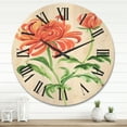 thumbnail image 2 of Designart 'Ancient Orange Chrysanthemum Flower' Traditional Wood Wall Clock, 2 of 5