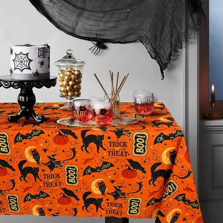 

Halloween Tablecloth 60*60 inch Pumpkin Halloween Table Cover Spider Web Table Cloth Waterproof Wrinkle Resistant and Washable Tablecloth for Halloween Decoration