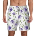 thumbnail image 3 of Uemuo Purple Chicory Pattern Mens Swim Trunks Quick Dry Board Shorts with Mesh Lining, Stretch Beach Shorts Quick Dry No-Chafing Board Shorts-Medium, 3 of 9