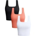 thumbnail image 1 of SURJDE Women's 3 Piece Tank Tops Ribbed Seamless Workout Exercise Shirts Yoga Crop Tops, 1 of 5