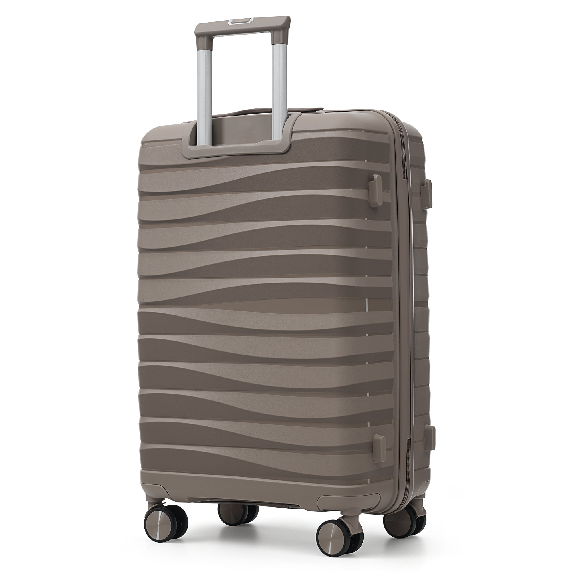 Euroco Luggage Sets 3 Piece,PP Hardside Suitcase Set with TSA Lock & 360° Spinner Wheels,Lightweight Durable Carry on Luggage for Business Travel,Light Brown(20"/24"/28")