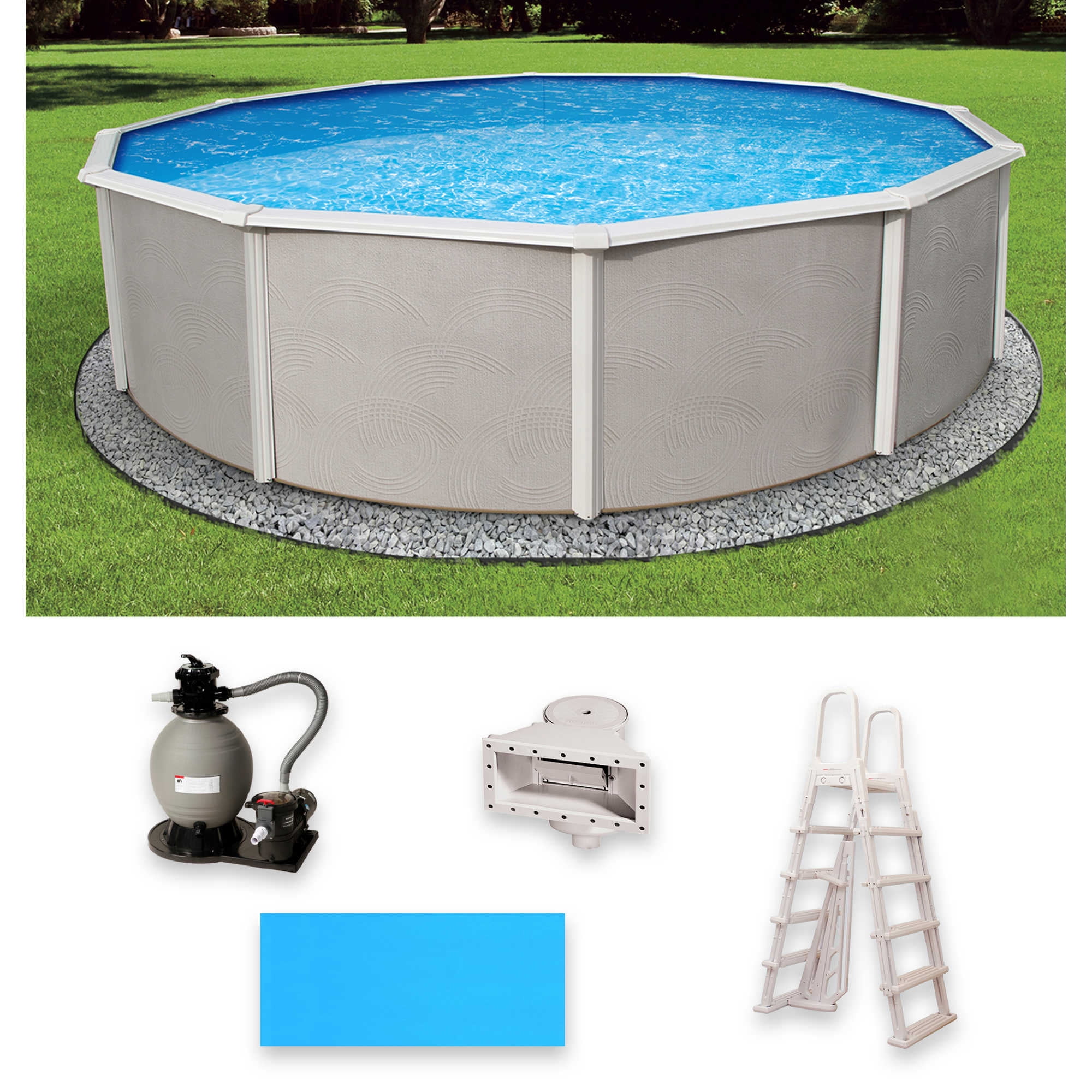 blue wave belize round 52 steel pool with 6 top rail