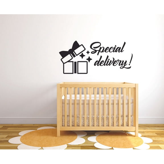 Special Delivery Gift Gifts Newborn Baby Babies Quote Wall Sticker Art Decal for Girls Boys Room Bedroom Nursery Kindergarten House Fun Home Decor Stickers Wall Art Vinyl Decoration Size (8x10 inch)