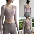 thumbnail image 2 of Women's Long Sleeve Yoga Crop Top With Builts In Bra Support High Elasticity Workout Shirt For Fitness Training, 2 of 8