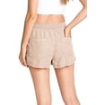 thumbnail image 3 of Love Tree Women's Juniors High Rise Smocked Waist Shorts (Khaki, Small), 3 of 3