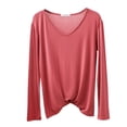 thumbnail image 3 of MHFRRA Camiseta de Manga Larga, Holgada, Informal, Básica, Cómoda y Suave, con Cuello Redondo para Uso Diario. Rojo Ladrillo, 3 of 8