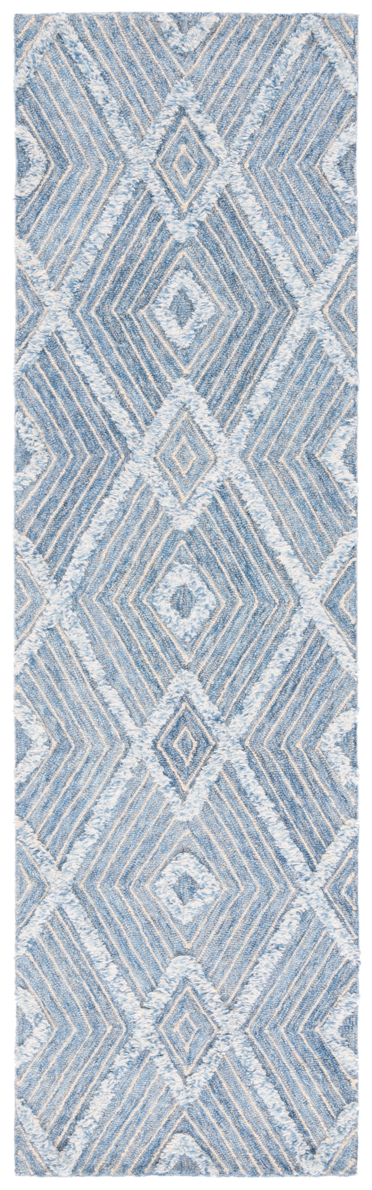 Safavieh Kenya Shanika Diamond Runner Rug, Blue/Ivory, 2'3" x 8'