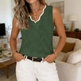 thumbnail image 5 of Hesxuno Women Casual Lounge Tank Tops Slim Fit Knitting Cotton Sleeveless Tops Scalloped V-Neck Tanks Comfortable Daily Wear Summer Tee Tank Army Green, 5 of 7