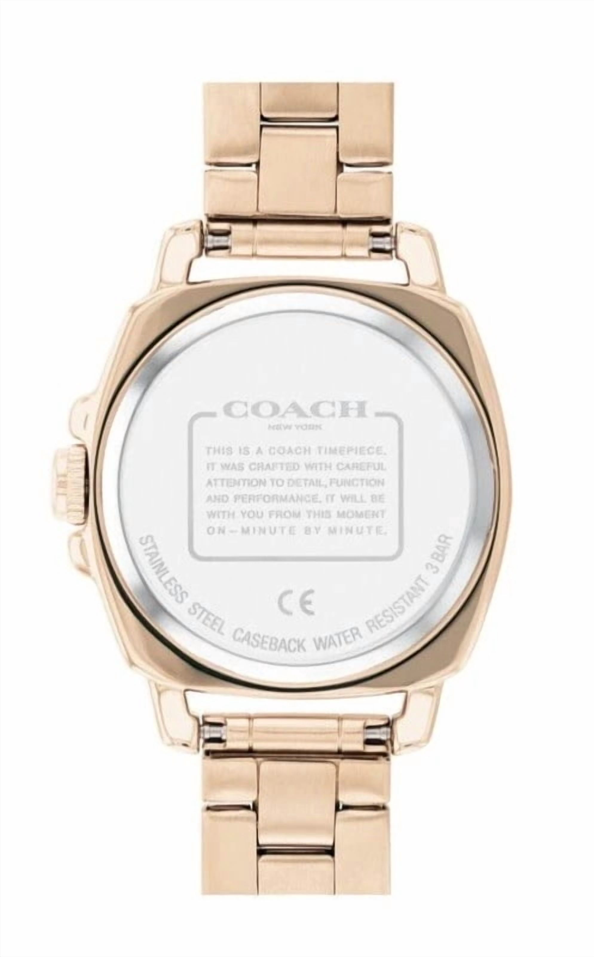 Coach Gold-Tone Boyfriend Crystal Bezel 35mm Watch with White Leather Strap Coach Boyfriend Quartz Gold Dial Ladies Watch 14504178 Gold  main image 3