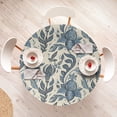 thumbnail image 4 of Ambesonne Ethnic Floral Fitted Round Tablecloth, Paisley Indigo Flower, 36"- 40" Diameter, Slate Blue and Pale Teal, 4 of 5