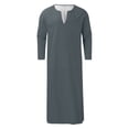 thumbnail image 4 of SIYUDAN Kaftan Thobe for Men Casual Long Sleeve Mens Summer Robe Arabic Thobe with Pockets Muslim Shirts for Men Grey Kaftan, 4 of 4