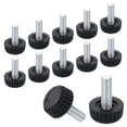 thumbnail image 1 of Niveladores de pies de muebles con rosca M6 de 12 piezas, pies ajustables de nivelación de mesa de 17x17, nivelación deslizante de muebles para patas de silla y taburete, negro, 1 of 6