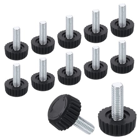12Pack M6 Thread Furniture Feet Levelers, 17x17 Adjustable Leveling Table Feet, Screw on Furniture Glide Leveling for Chair Stool Legs, Black