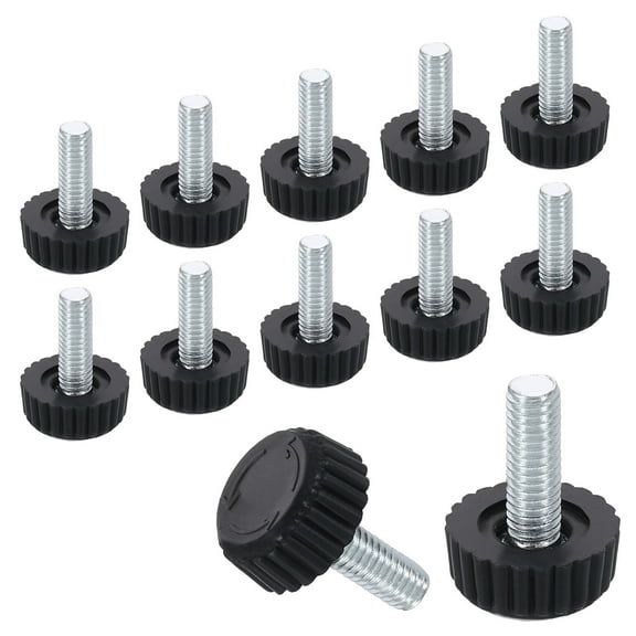12Pack M6 Thread Furniture Feet Levelers, 17x17 Adjustable Leveling Table Feet, Screw on Furniture Glide Leveling for Chair Stool Legs, Black