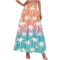 thumbnail image 2 of Jsaierl Women's Ombre Palm Tree Print Maxi Skirt, Elastic Waist Flowy Skirt, Sunset Tropical Style Skirt for Vacation, 2 of 5