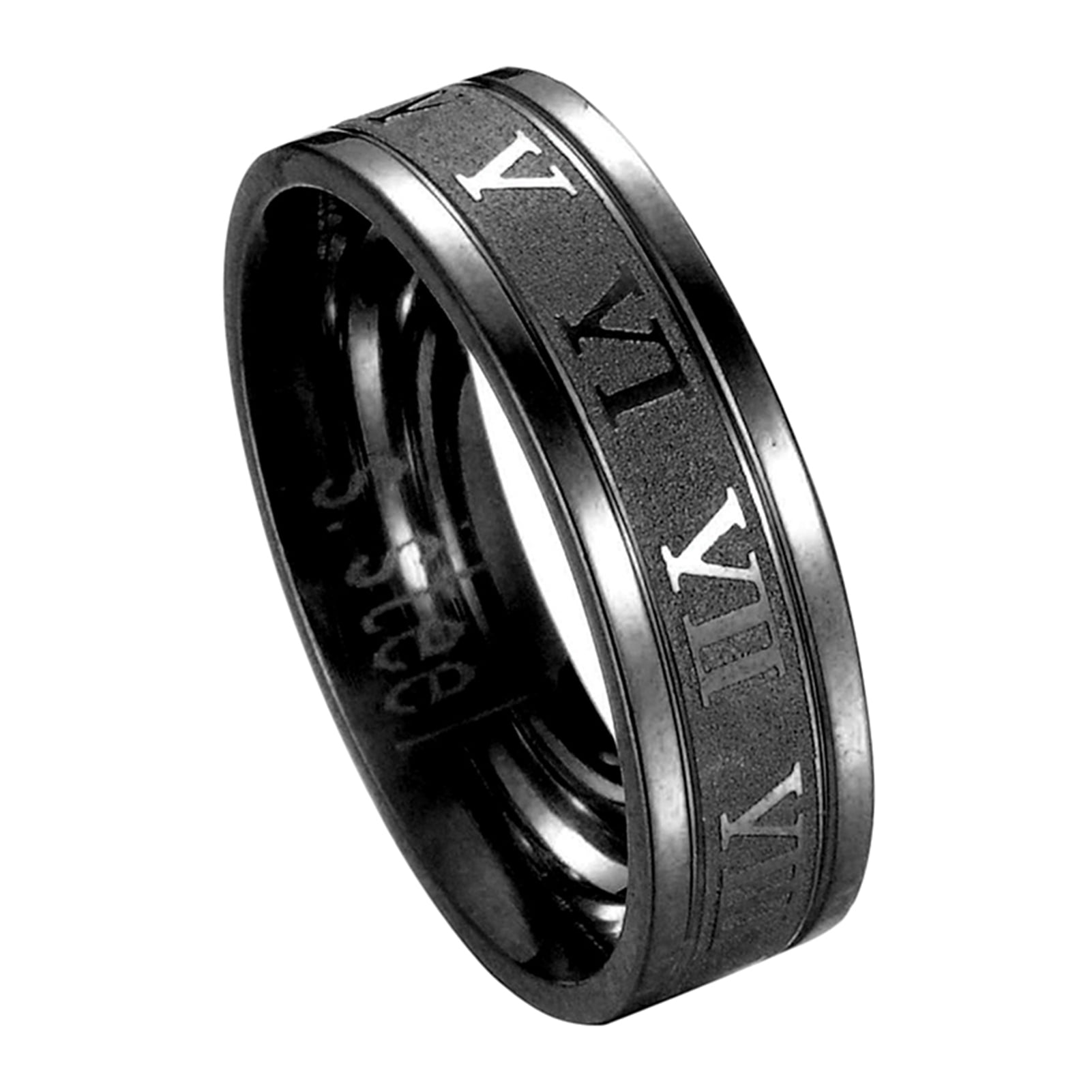 Wedding Bands Other Themed Bands Titanium 4mm Brushed and Polished Roman Numerals Band Size 6.5 