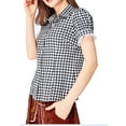 thumbnail image 5 of JGGSPWM Women's Plaid Lace Patchwork Puff Short Sleeve Oktoberfest Blouse Bavarian Beer Top Black L, 5 of 6