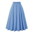 thumbnail image 7 of Midi Skirts for Women Summer Casual Button Waist Skirt Trendy Ruched A-Line Skirts, 7 of 7