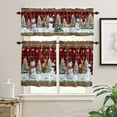 thumbnail image 2 of Christmas Trees Curtain Valances Set Vintage Green Tree Red Bow Retro Letter Kitchen Curtains 24&nbsp;inch Length Rod Pocket Valance and Tiers 3 Piece Set Small Bedroom Bathroom Laundry Decor, 2 of 7