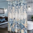 thumbnail image 6 of Ocean Turtle Shower Curtain, Retro Sea Stars Shells Blue Leaf Beige Stripes Waterproof Shower Curtain Set with 12 Hooks Lightweight Bath Curtains Fabric Bathroom Decor 72x78 Inches, 6 of 9