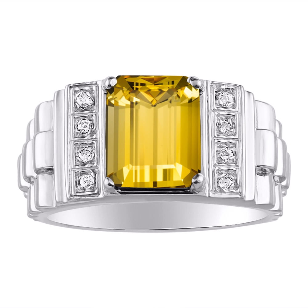 Top Quality Golden Topaz Ring Emerald Cut Sterling Silver November Birthstone Ring for Women