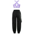 thumbnail image 2 of YEAHDOR Kids Girls Modern Dance Outfit 2Pcs Dance Set Criss Cross Back Crop Top with Chain Pocket Pants Dancewear Lavender 12, 2 of 7