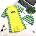 thumbnail image 2 of COMVALUE Toddler Swimsuit Suits Short Sleeve Swimwear UPF 50+ Bathing Suit Zip Rashguards (Yellow, 7-8 Years), 2 of 7