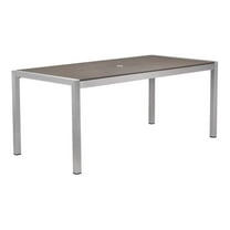 Pemberly Row Contemporary 71" Aluminum Patio Dining Table in Gray