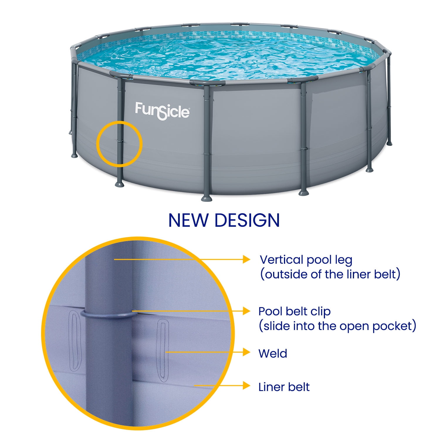 Funsicle Oasis Above Ground Metal Frame Swimming Pool Set – with FB1800S AutoSkimmer Pump, Ladder, Cover, Cloth & Deluxe Maint. Kit, 16' x 48", Round, Gray