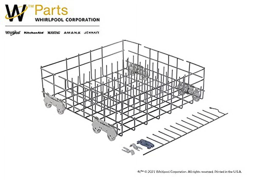 Whirlpool Dishwasher Lower Dishrack, W10311986, Grey, Parts and - Main Image